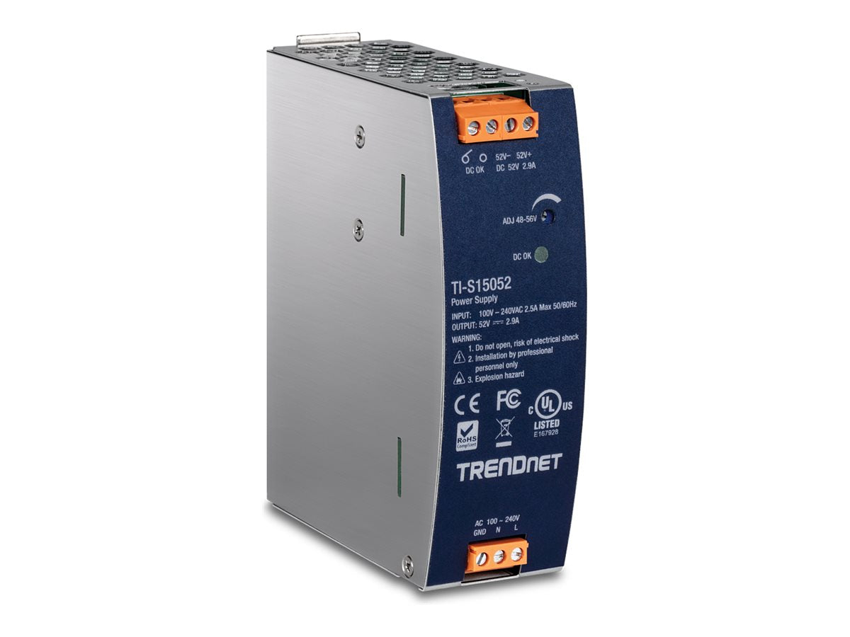 TRENDNET TI-S15052 DIN-Rail Power Supply 150W 52V DC 2.89A AC zu DC mit PFC