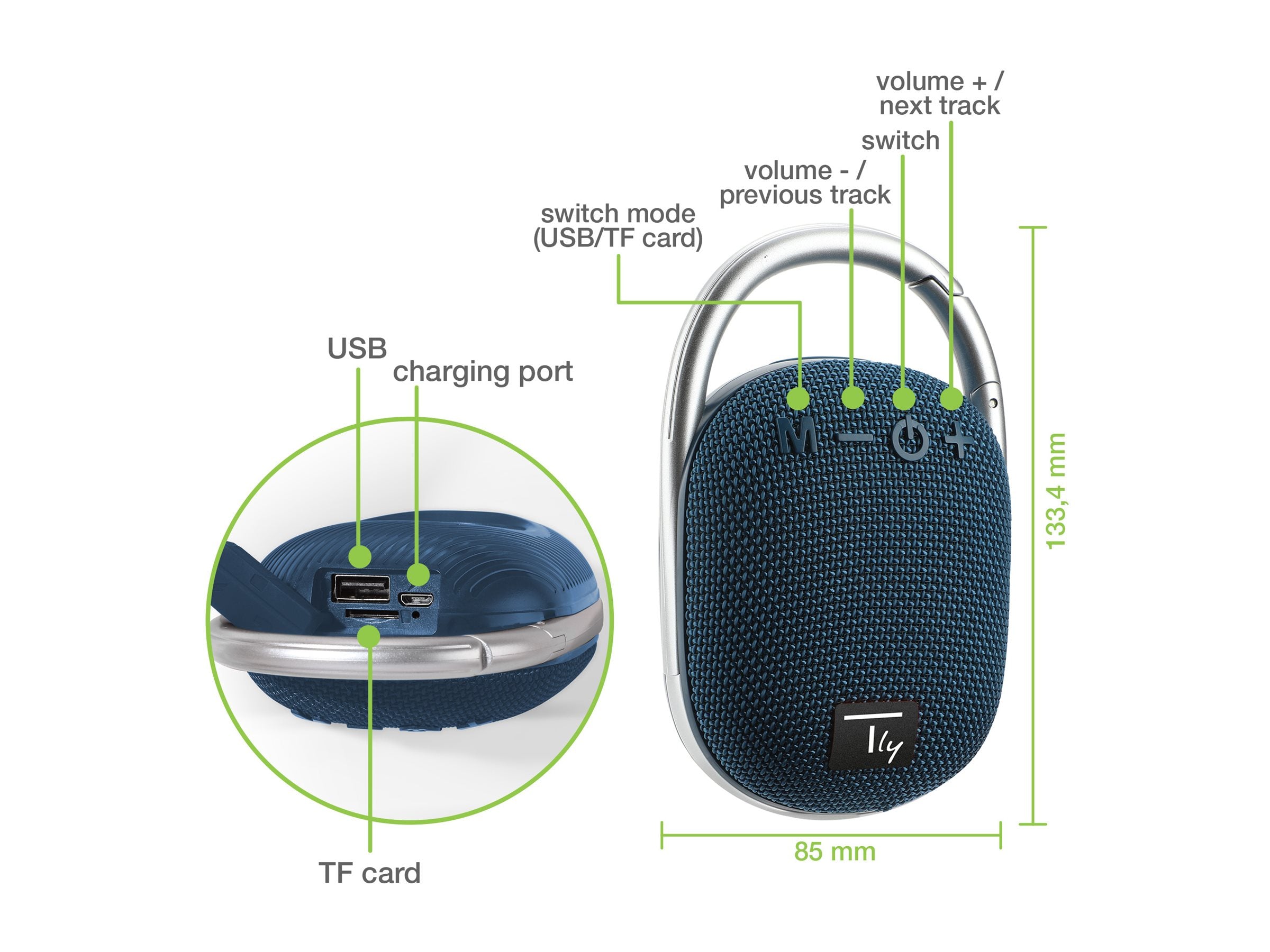 EFB Techly Bluetooth-Lautsprecher blau - Detailansicht
