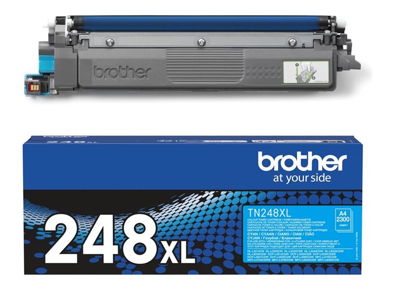 BROTHER TN248XLC Cyan Tonerpatrone Seitenansicht