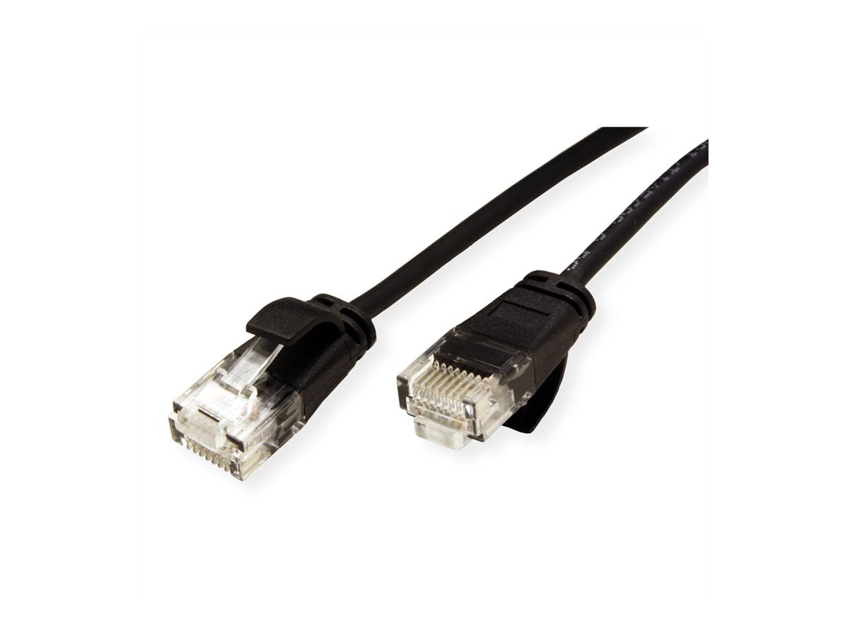 ROLINE GREEN UTP Patchkabel Kat.6A Class EA LSOH slim schwarz 1,5m - Vorderansicht