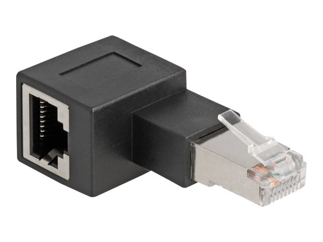 DELOCK RJ45 Stecker zu RJ45 Buchse Adapter Cat.6A 90 nach links gewinkelt - Vorderansicht