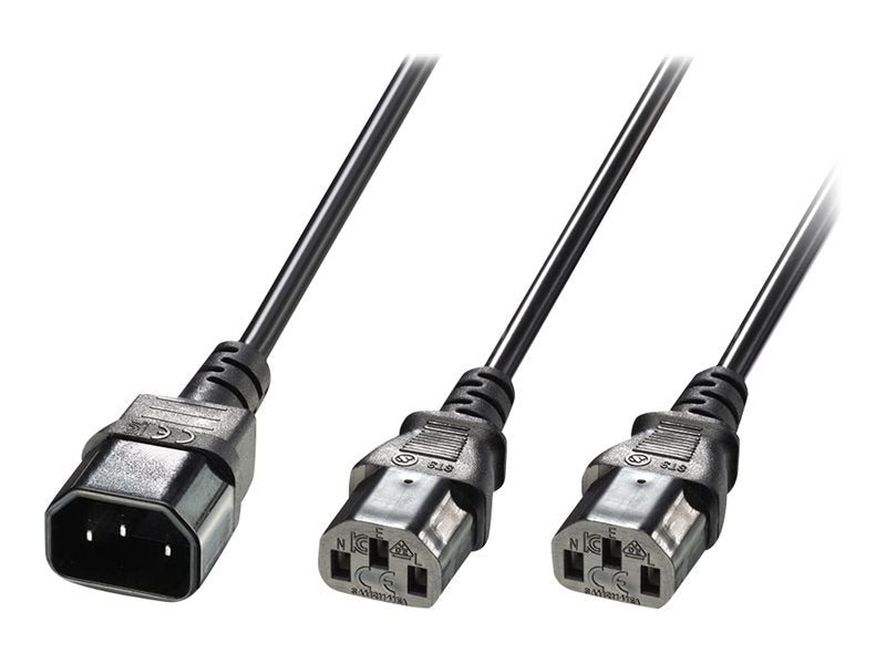 LINDY 2m IEC C14 auf 2x IEC C13 Y-Netzkabel Anschlussansicht