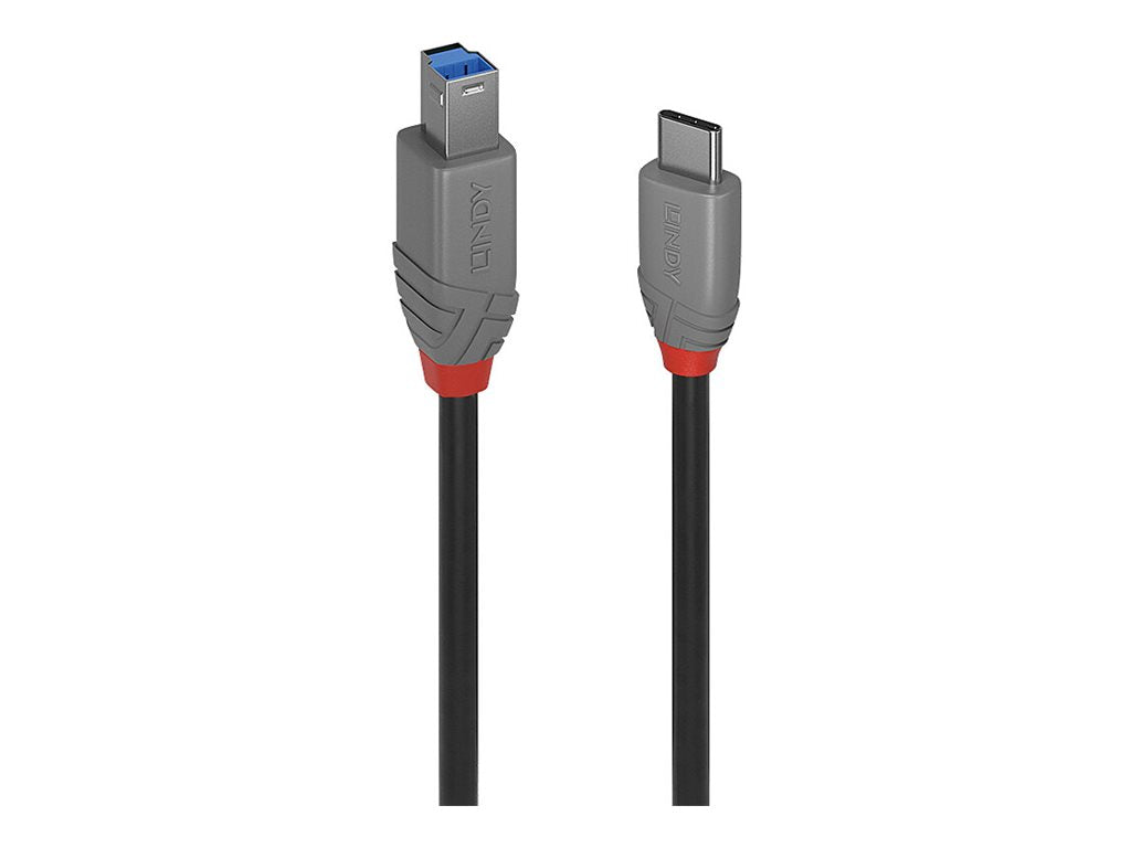 LINDY 3m USB 3.2 Typ C an B Kabel Anthra Line - Anschlussansicht
