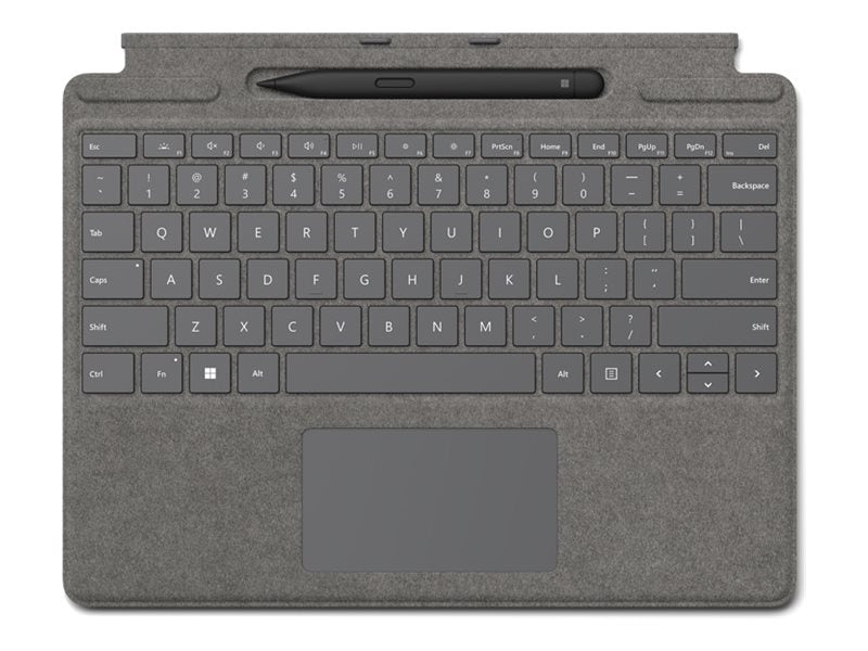 Vorderansicht des MICROSOFT Surface Pro 11/10/9/8 Keyboard/Typecover mit Slim Pen COMM platinum