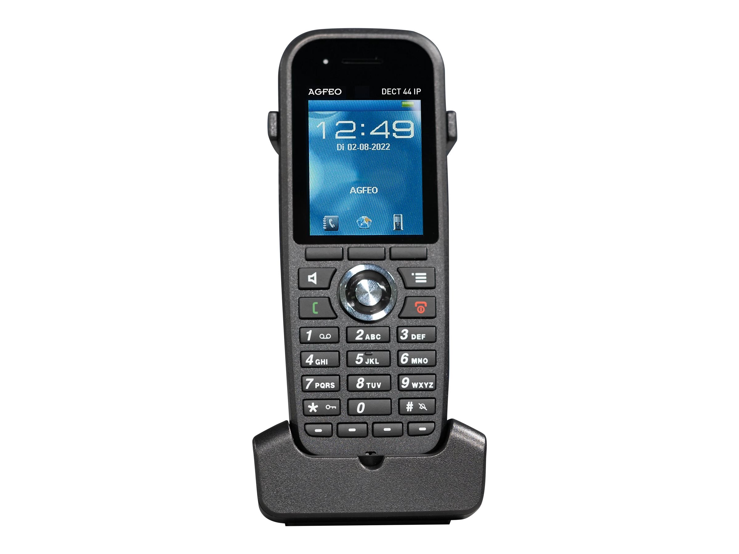 AGFEO DECT 44 IP Handgerät für AGFEO DECT IP-Systeme 2 Zoll Farbdisplay Li-ion Akku 1100mAh Gürtelclip 3 Softkeys