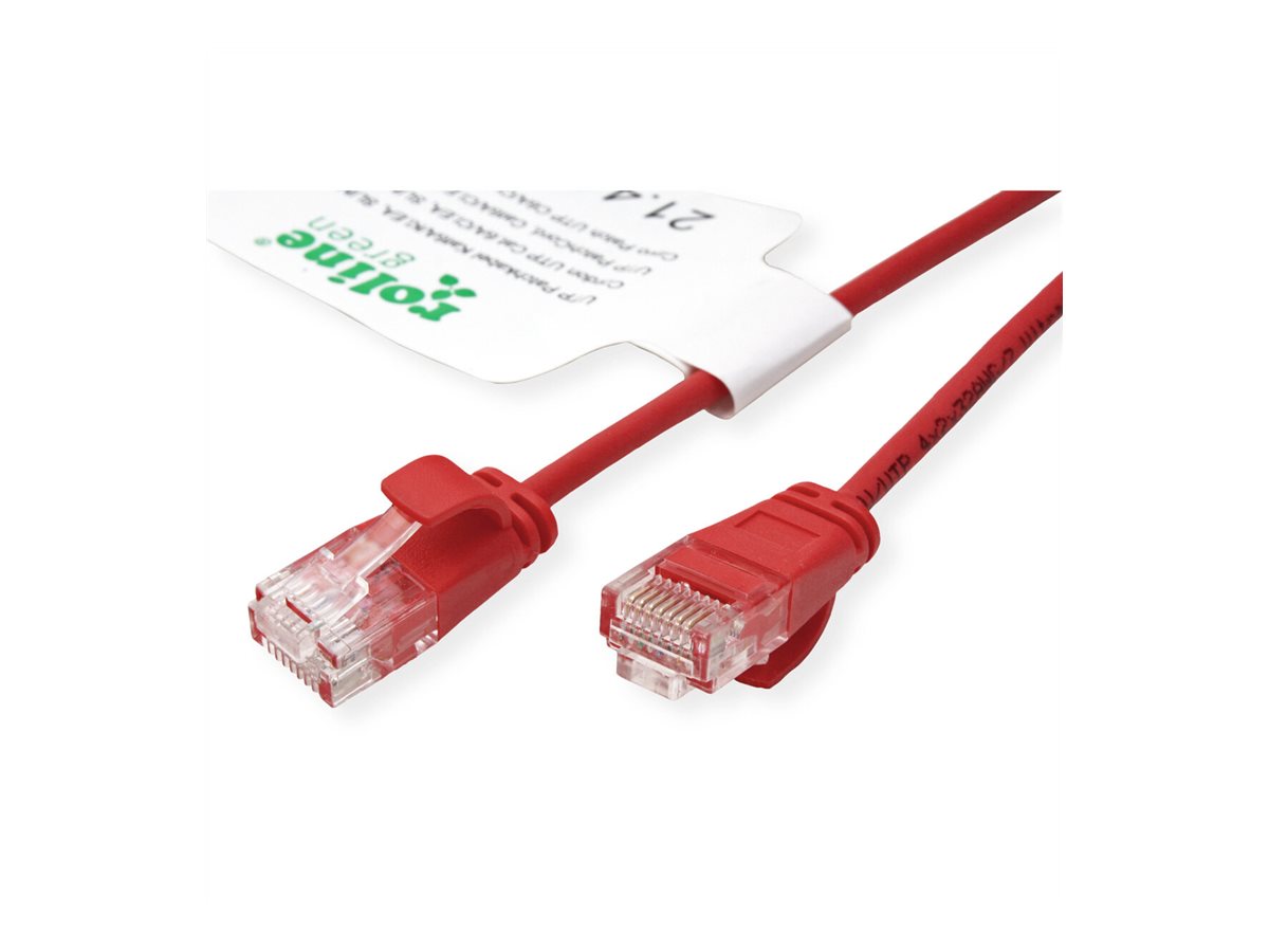 ROLINE GREEN UTP Patchkabel Kat.6A Class EA LSOH slim rot 0,15m Verpackung