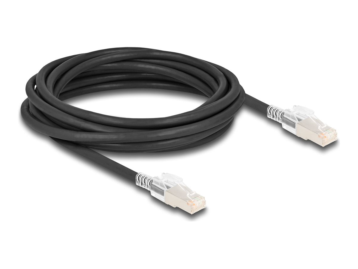 DELOCK RJ45 Netzwerkkabel Cat.6A S/FTP 5 m schwarz - Vorderansicht