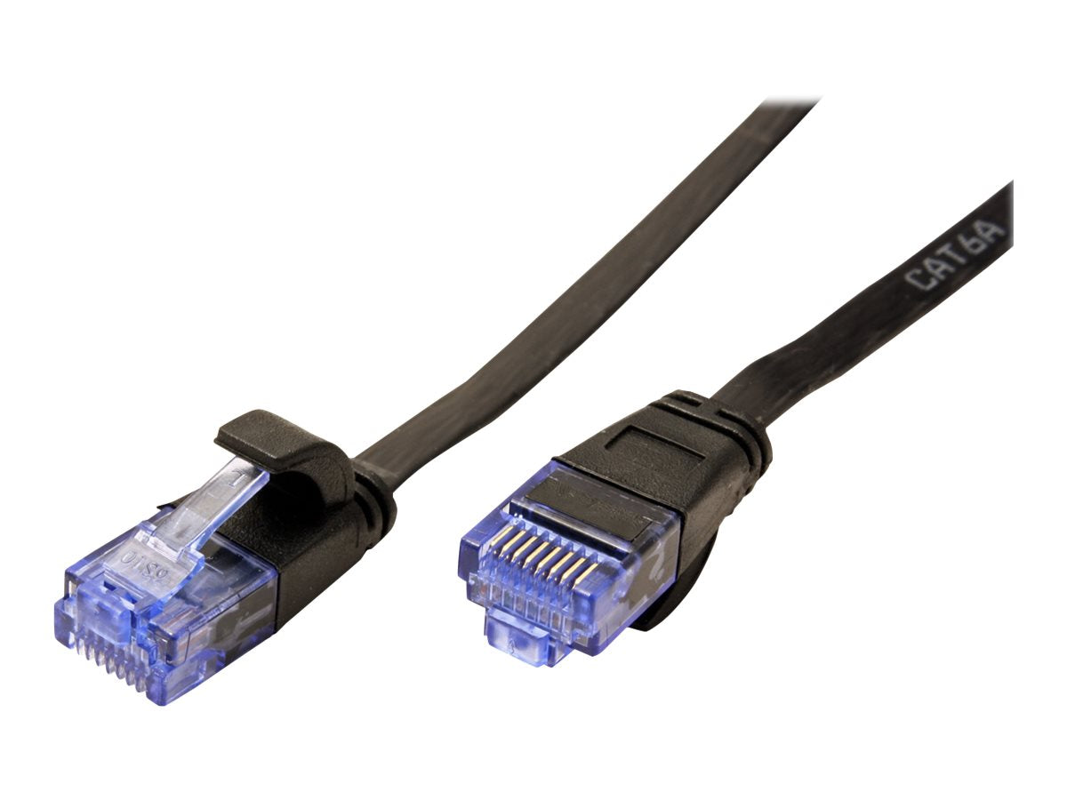 VALUE Patchkabel Kat.6A Class EA UTP schwarz 5m extra-flach Vorderansicht