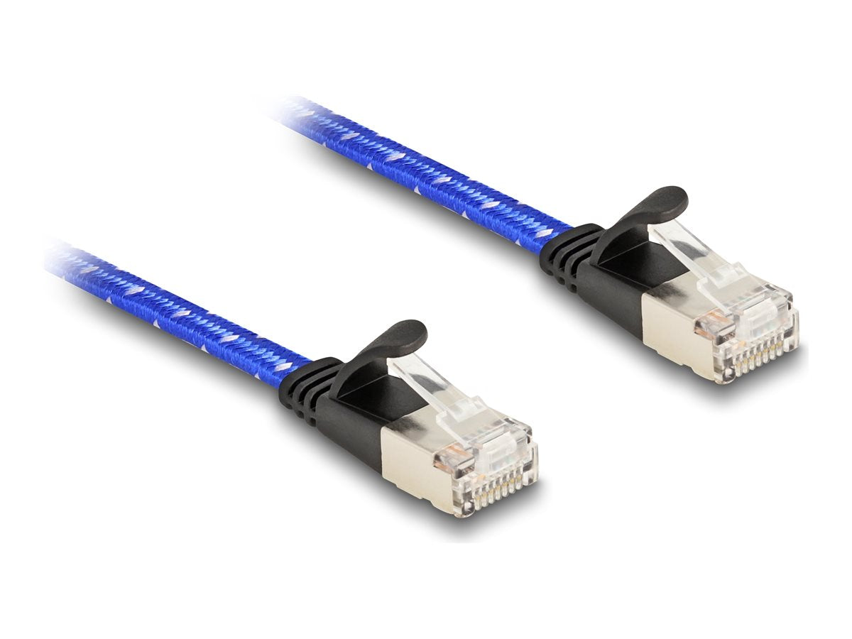 DELOCK RJ45 Flachband Netzwerkkabel Cat.6A U/FTP 0,3 m blau - Vorderansicht