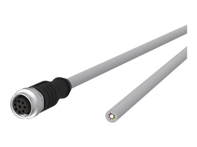 METZ CONNECT M12 Sensor-/Aktorleitung A-kodiert M12 Buchse gerade - freies Leitungsende grau 10m - Vorderansicht