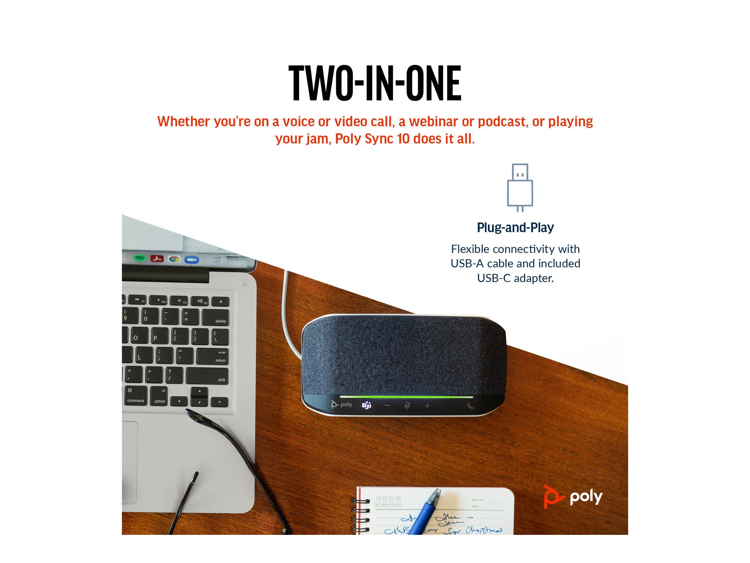 HP Poly Sync 10 USB-A USB-C Speakerphone Detailansicht
