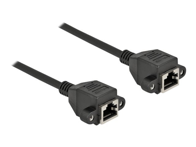 DELOCK Netzwerk Verlängerungskabel S/FTP RJ45 Buchse zu RJ45 Buchse Cat.6A 3m schwarz - Vorderansicht