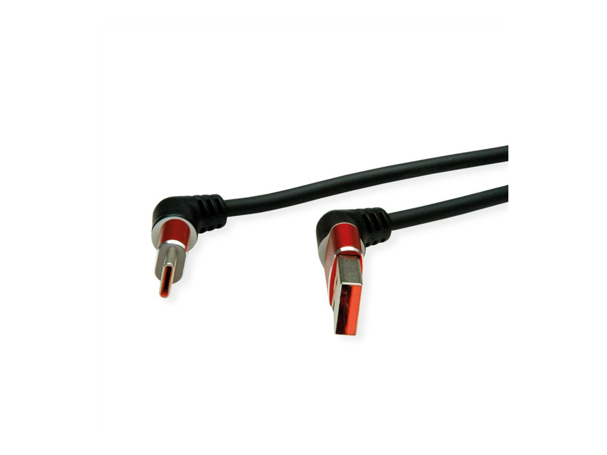 ROLINE USB 2.0 Kabel Typ-C - Typ-A ST/ST 360 Rotation schwarz / rot 2m - Verpackung
