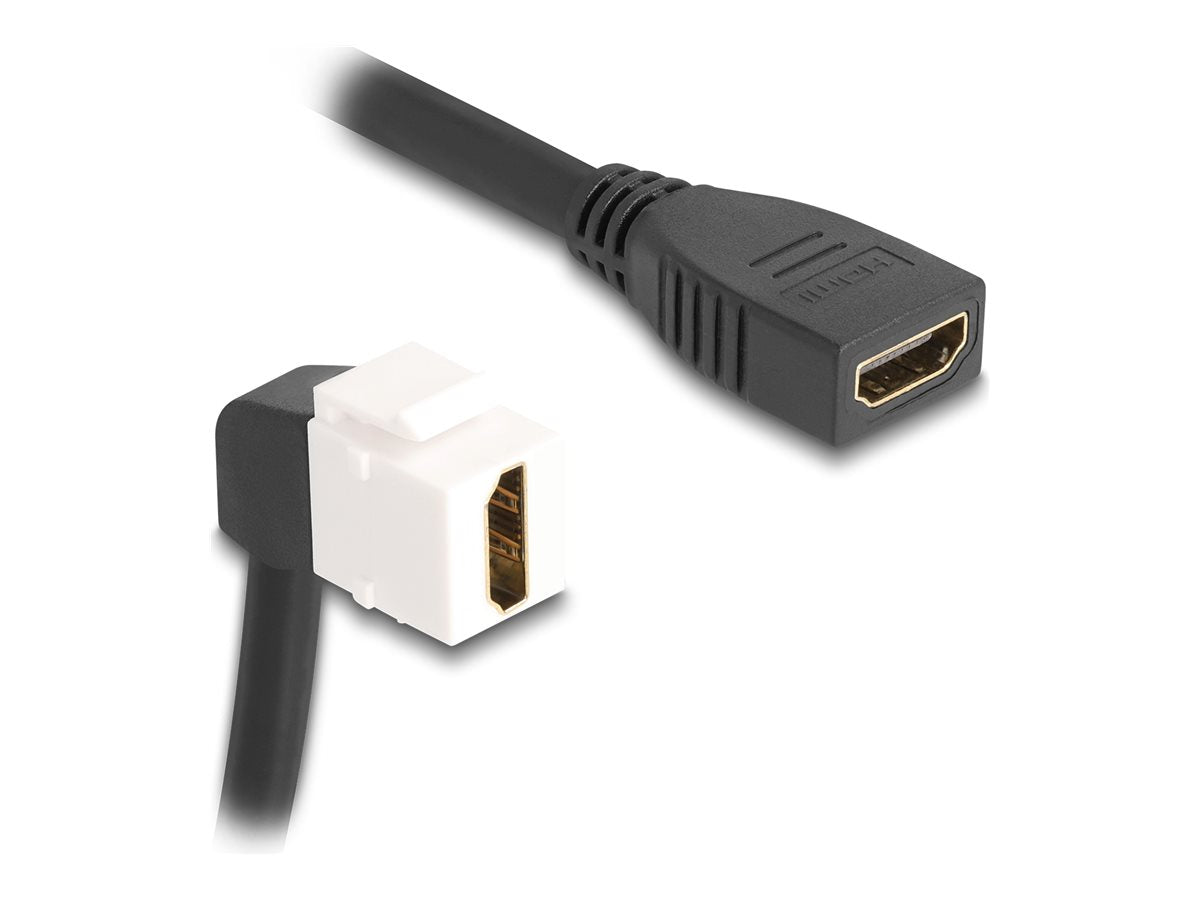 DELOCK Keystone Modul Kabel HDMI Buchse zu Buchse 90 gewinkelt 8K 60 Hz 20cm schwarz - Vorderansicht