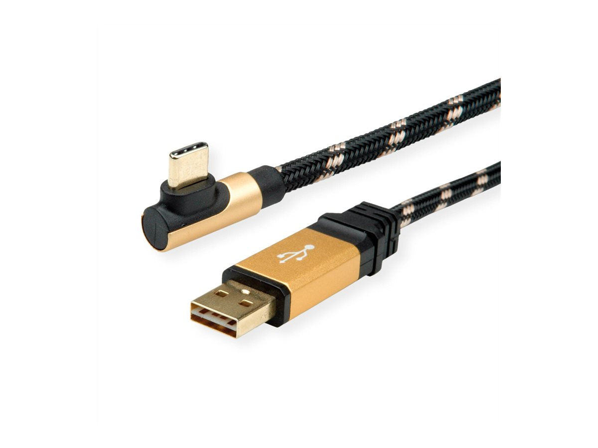 ROLINE GOLD USB 2.0 Kabel USB A ST reversibel - USB C ST gewinkelt 1,8m Verpackung