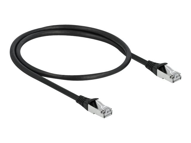 DELOCK RJ45 Netzwerkkabel Cat.6A S/FTP PUR Outdoor 0,5m schwarz - Vorderansicht