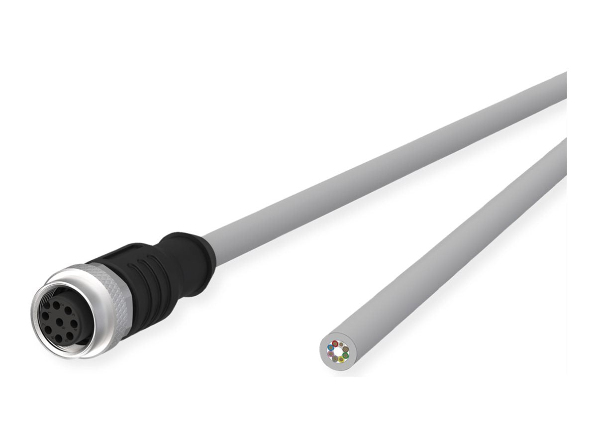 METZ CONNECT M12 Sensor-/Aktorleitung A-kodiert M12 Buchse gerade - freies Leitungsende grau 5m - Vorderansicht