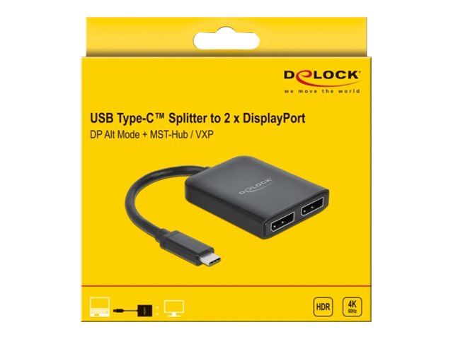 DELOCK USB Type-C Splitter DP Alt Mode zu 2 x DisplayPort MST / VXP - Verpackung