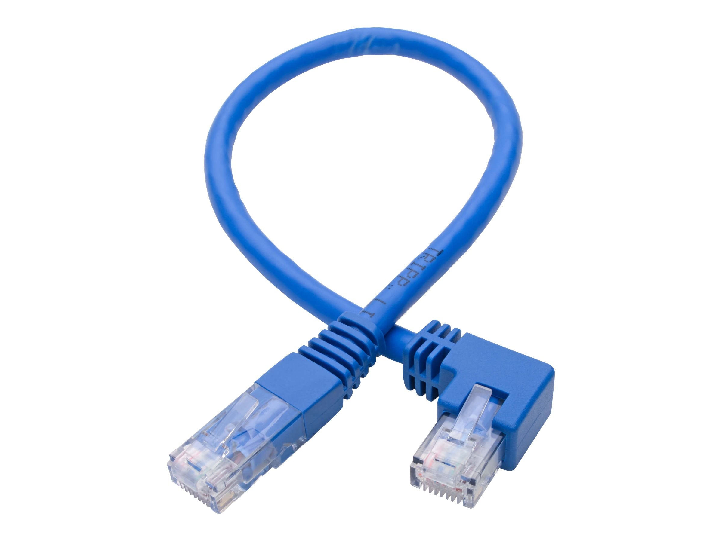 EATON TRIPPLITE Left-Angle Cat6 Gigabit Molded UTP Ethernet Cable RJ45 Left-Angle M to RJ45m Blue 1 ft. 0