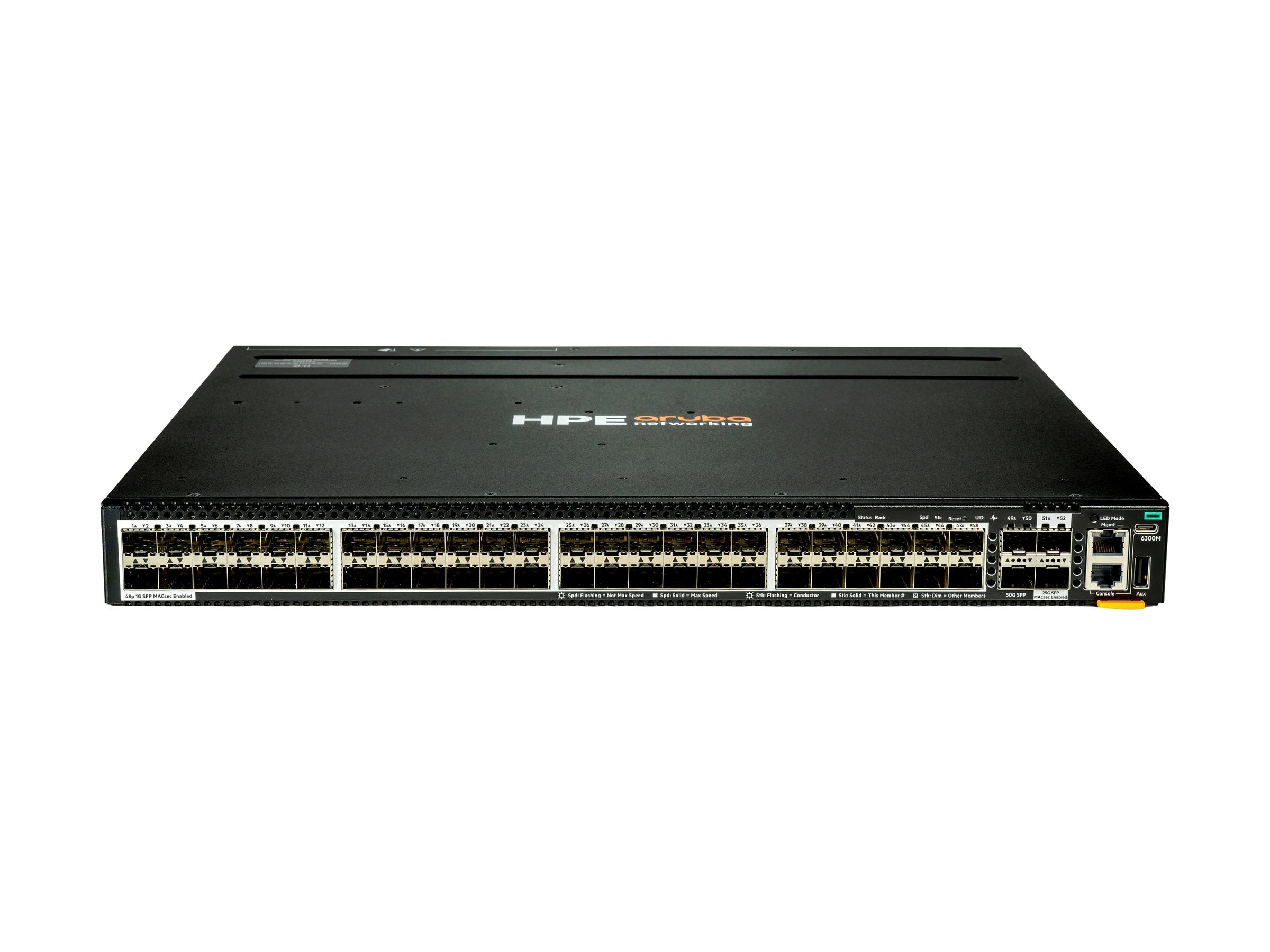 ARUBA HPE Aruba Networking CX 6300M 48p SFP Switch Rückansicht