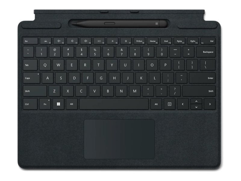 Vorderansicht des MICROSOFT Surface Pro Signature Keyboard mit Slim Pen CM SC Schwarz Spanien
