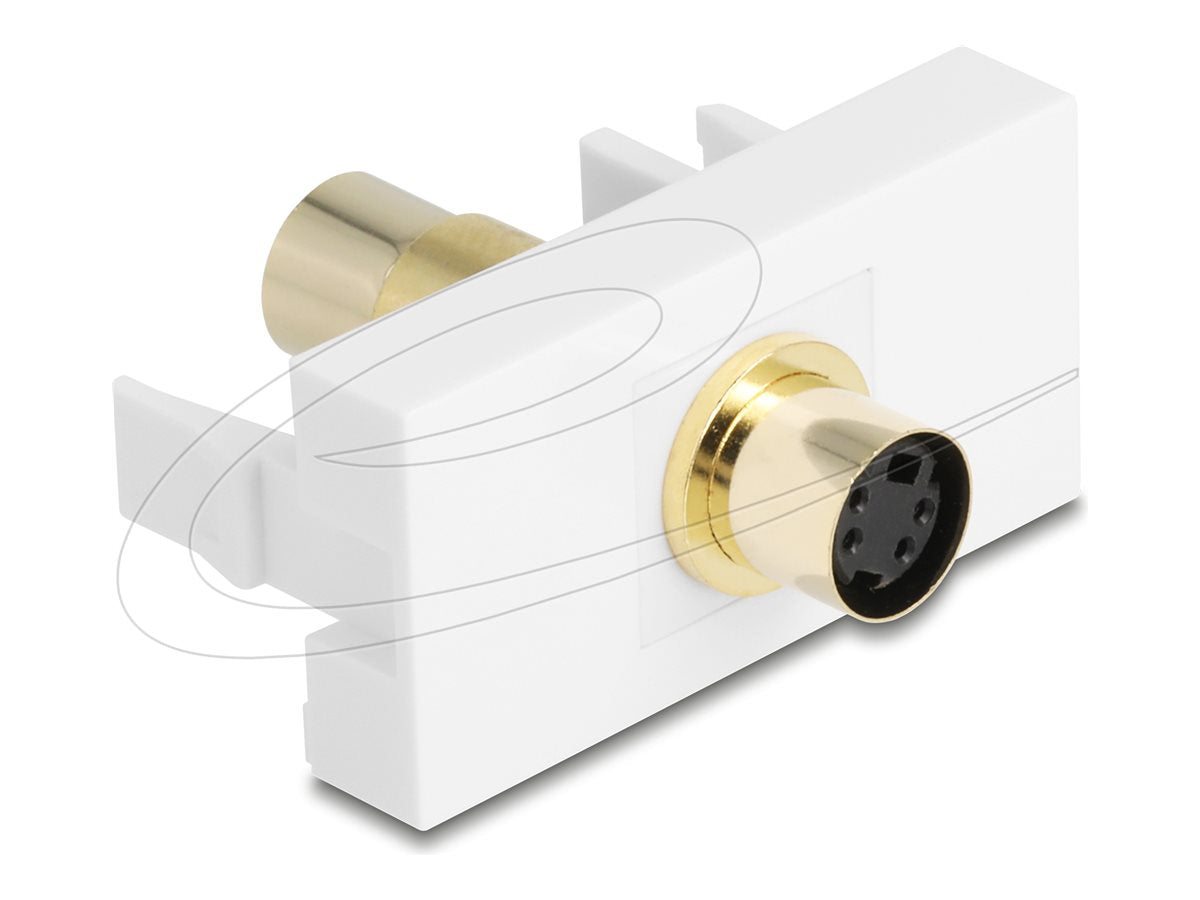DELOCK Easy 45modul Mini-DIN 4 Pin Buchse zu Buchse vergoldet weiss - Vorderansicht