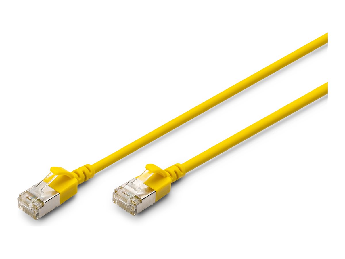 DIGITUS CAT 6A F-FTP Slim Patch cord Cu LSZH AWG 32/7 length 0.5m Yellow - Vorderansicht