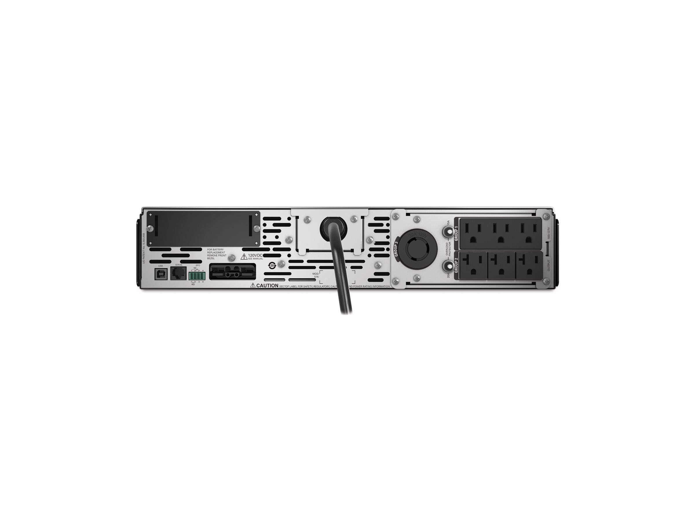 Detailansicht der Anschlüsse des APC Smart-UPS X 3000 Rack/Tower LCD UPS