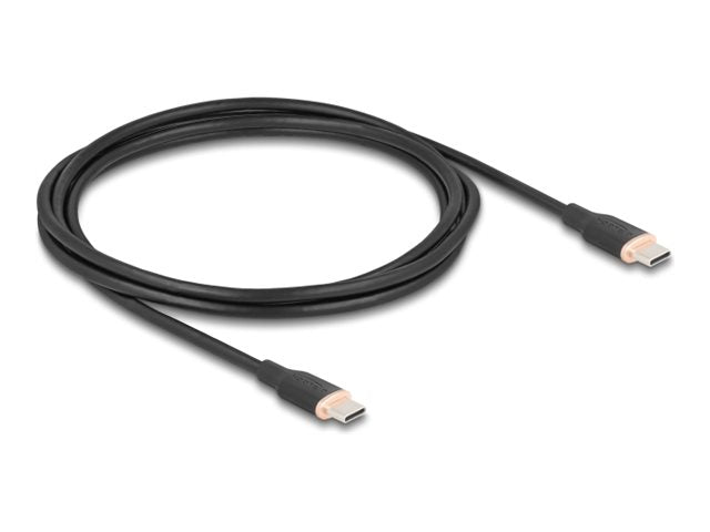 DELOCK USB 2.0 Kabel USB Type-C Stecker zu Stecker PD 3.0 60 W 2,5m schwarz Silikon - Vorderansicht