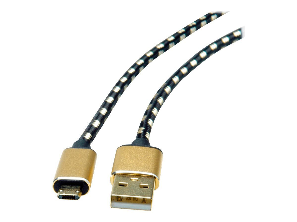 ROLINE GOLD USB 2.0 Kabel Typ A ST - Micro B ST reversibel 0,8m Vorderansicht