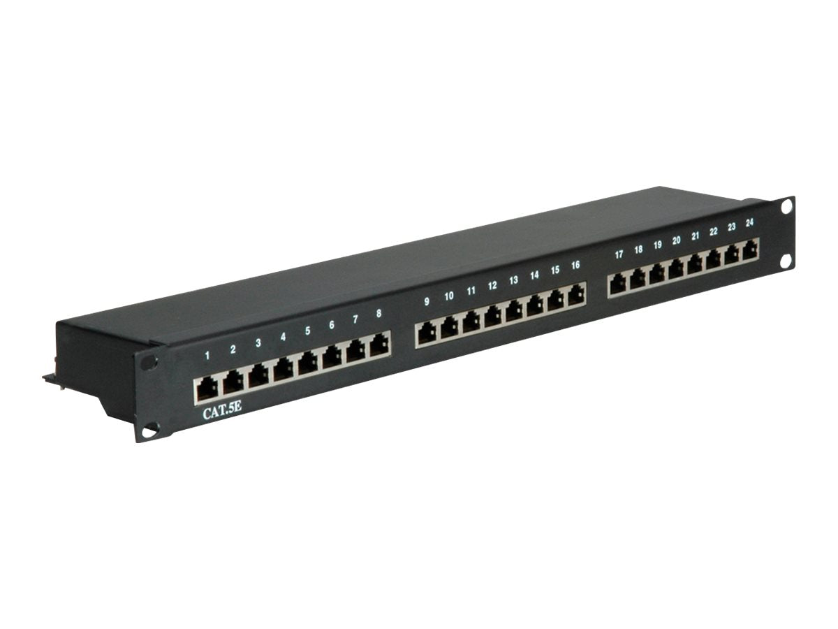 VALUE Kat.5e Class D 48.26cm 19Zoll-Patchpanel 24P geschirmt schwarz - Vorderansicht