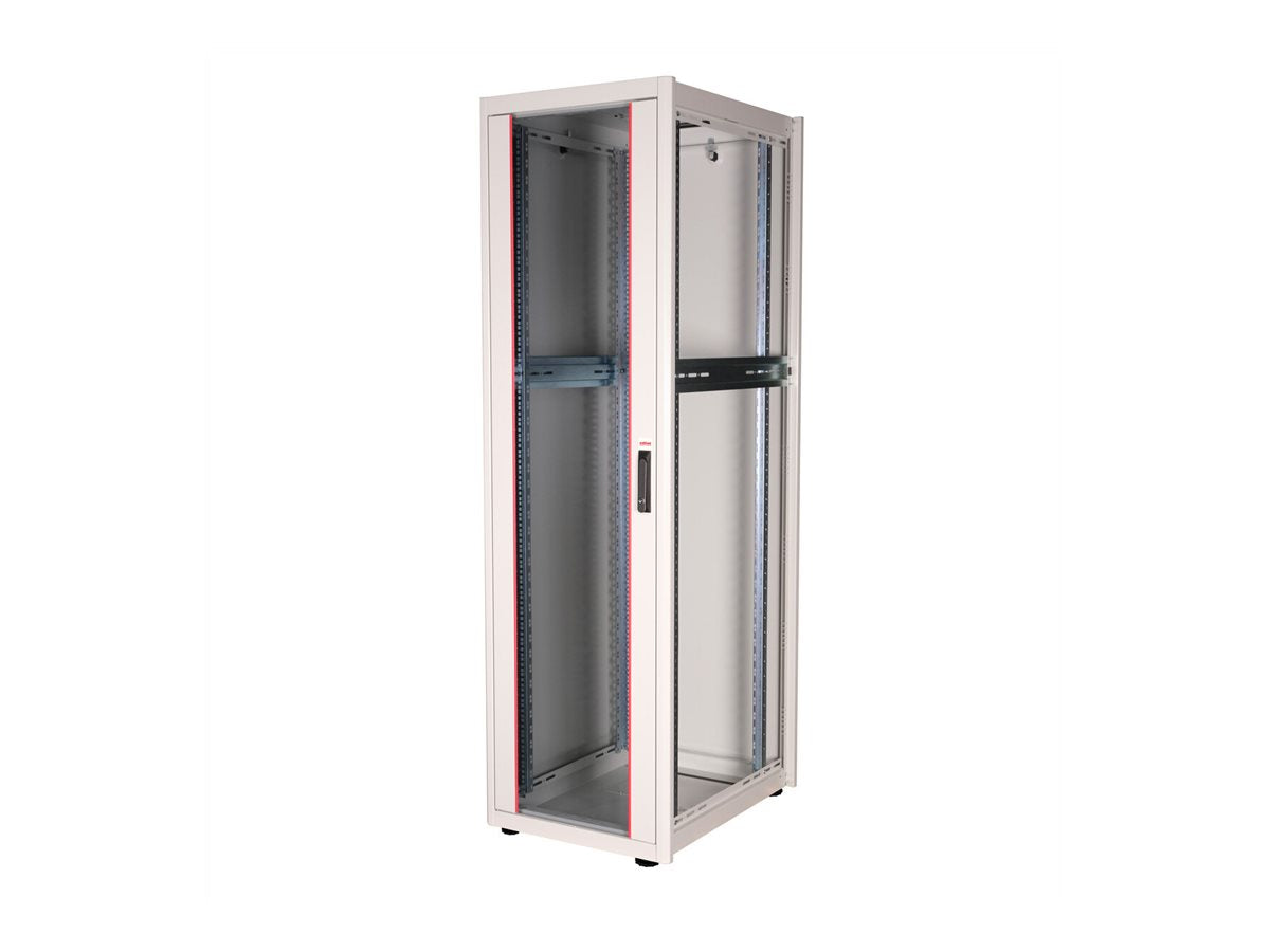 ROLINE Netzwerkschrank Basic 48,26cm 19Zoll 42 HE 600x800 BxT Glastür grau - Detailansicht der Glastür
