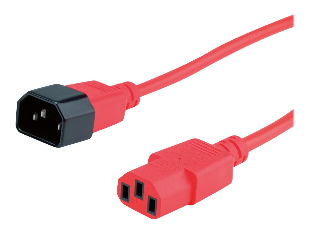 ROLINE Apparate-Verbindungskabel IEC 320 C14 - C13 rot 1,8m Vorderansicht