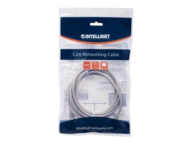INTELLINET Netzwerkkabel Cat6 U/UTP CCA 5,0 m grau - Vorderansicht