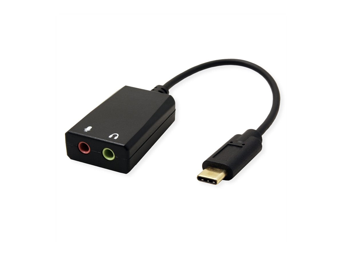 VALUE Adapter USB Typ C - 2x 3,5mm Audio ST/BU 0,13m - Vorderansicht