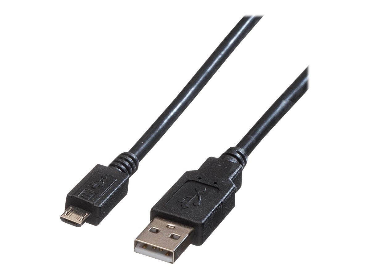 ROLINE USB 2.0 Kabel USB A ST - Micro USB B ST schwarz 3m Vorderansicht