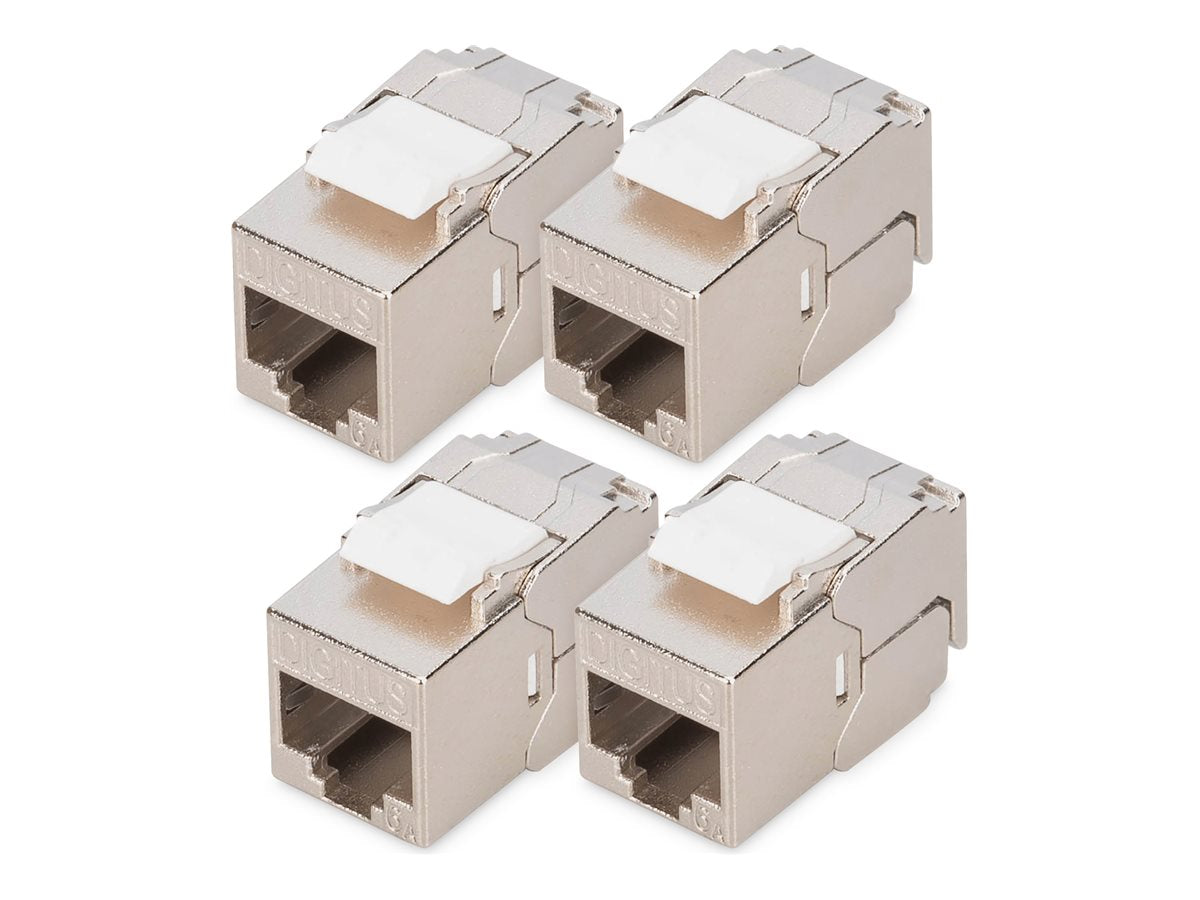 DIGITUS CAT 6A Kompaktgehäuse Keystone-Modul geschirmt werkzeuglose Verbindung 4 Stk.