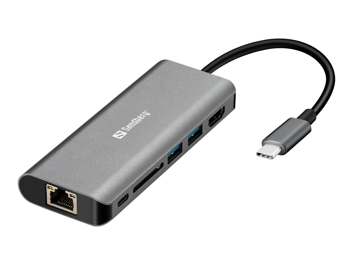 SANDBERG Adapter USB-C Dock HDMI+LAN+SD+USB,61W Verpackung
