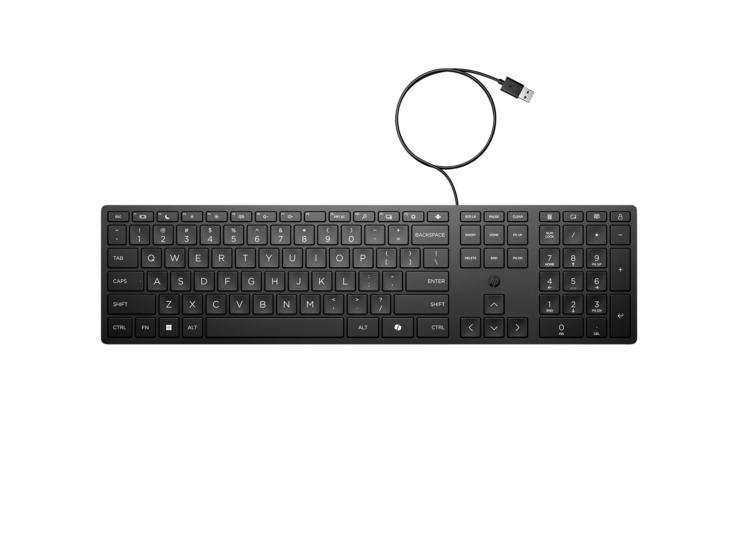 HP Wired 320K Keyboard Nordic (UK) Seitenansicht