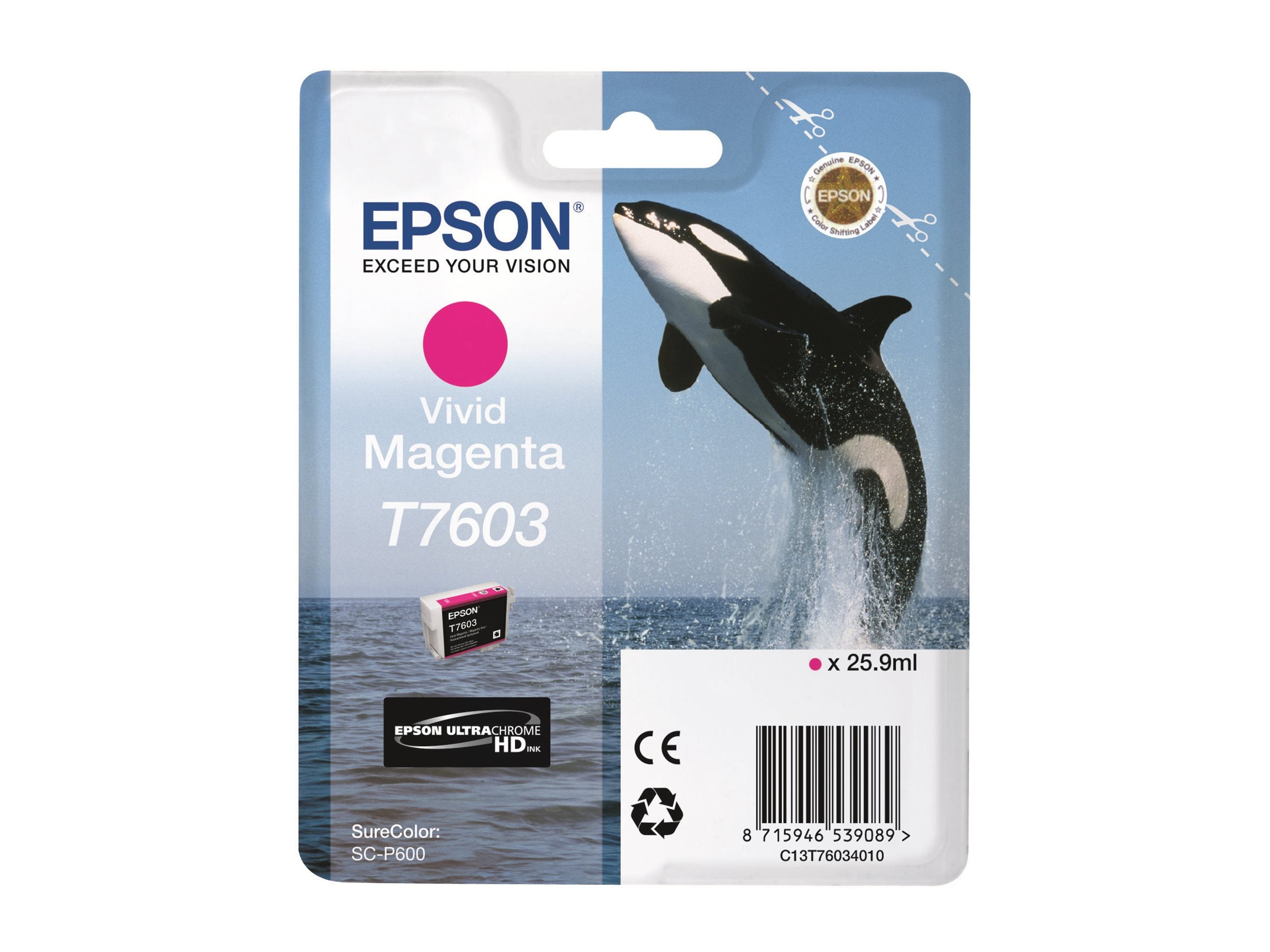 EPSON T7603 Tintenpatrone Vivid Magenta Vorderansicht
