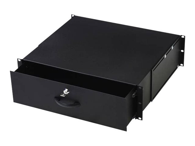 DIGITUS Schublade abschliessbar 3HE 48,3cm 19Zoll schwarz RAL9005 - Vorderansicht