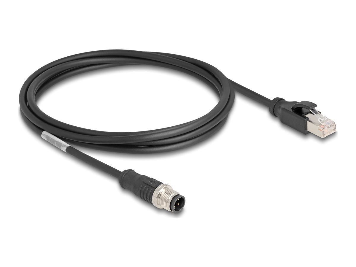 DELOCK M12 Kabel D-kodiert 4 Pin Stecker zu RJ45 Stecker PVC 2m - Vorderansicht