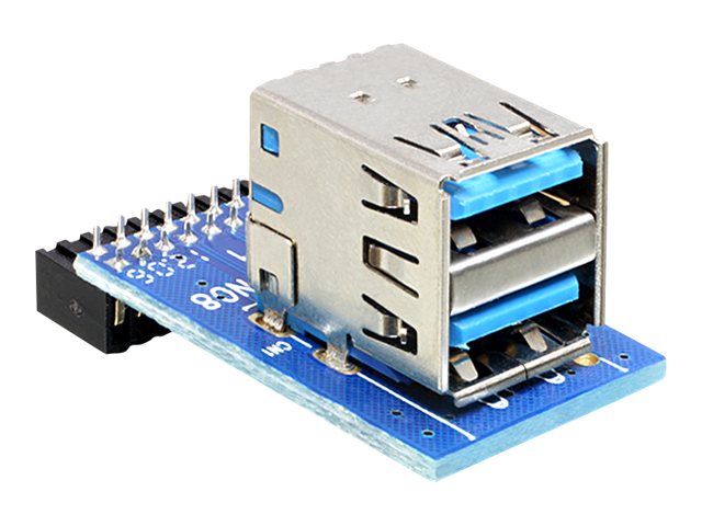 DELOCK Adapter USB 3.0 Pinheader Bu > 2x USB3.0-A Bu Vertikal - Vorderansicht
