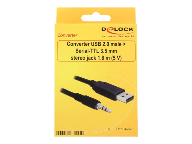 DELOCK Adapterkabel USB > Seriell-TTL Stecker 3,5 mm 3 Pin Klinke 1,8m 5 V - Verpackung