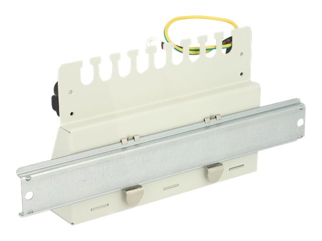 DELOCK Netzwerk Desktop Patchpanel Hutschienen Halterung - Montagebeispiel
