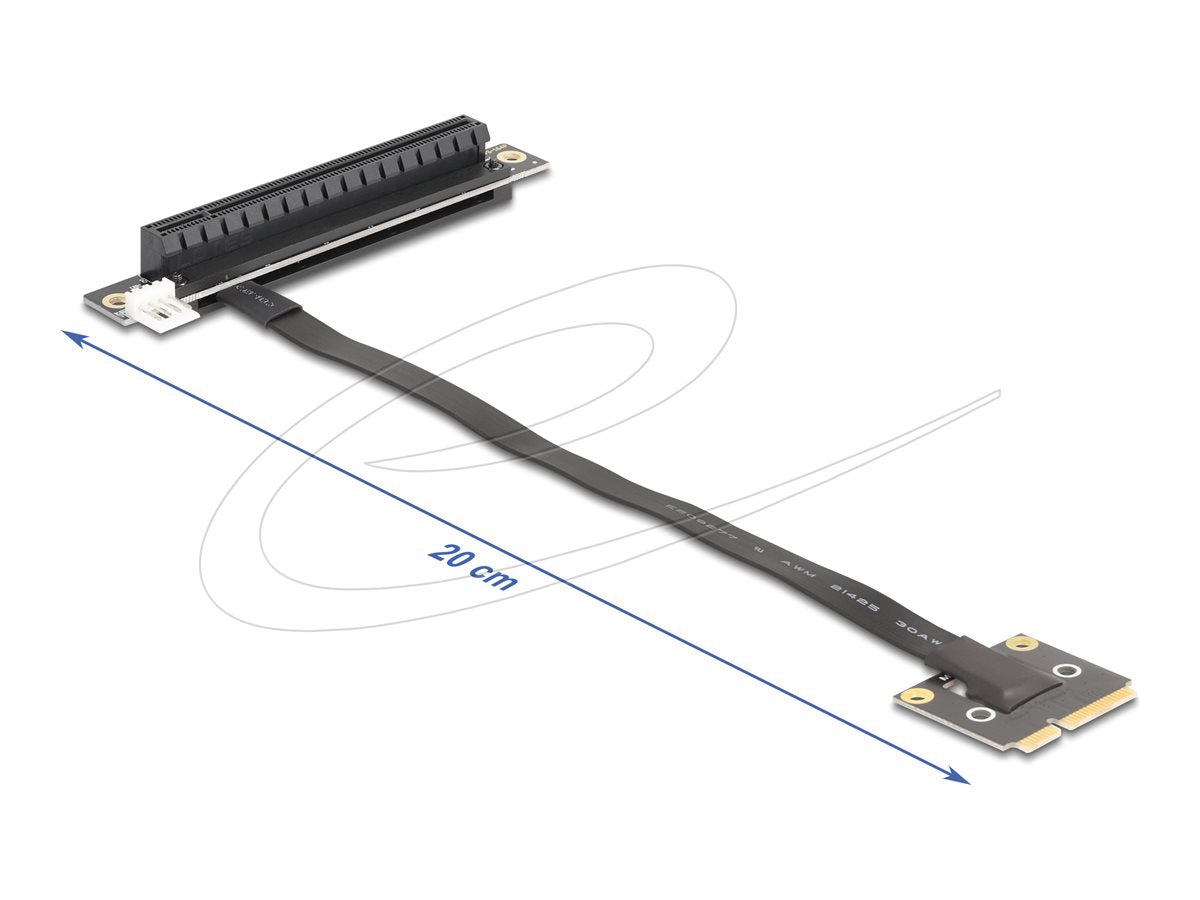 DELOCK Adapter Mini PCIe Stecker zu PCIe 3.0 x16 Slot 90 gewinkelt mit Kabel 20cm - Vorderansicht