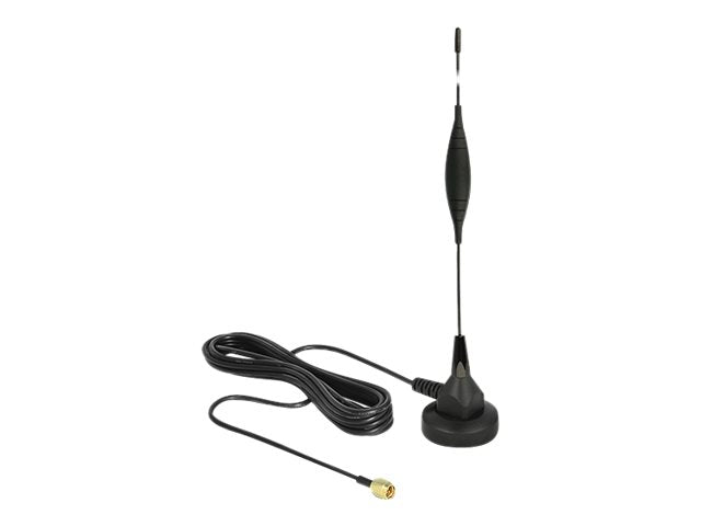 DELOCK GSM Antenne SMA Stecker 5dBi starr omnidirektional mit magnetischem Standfus und Anschlusskabel RG-174