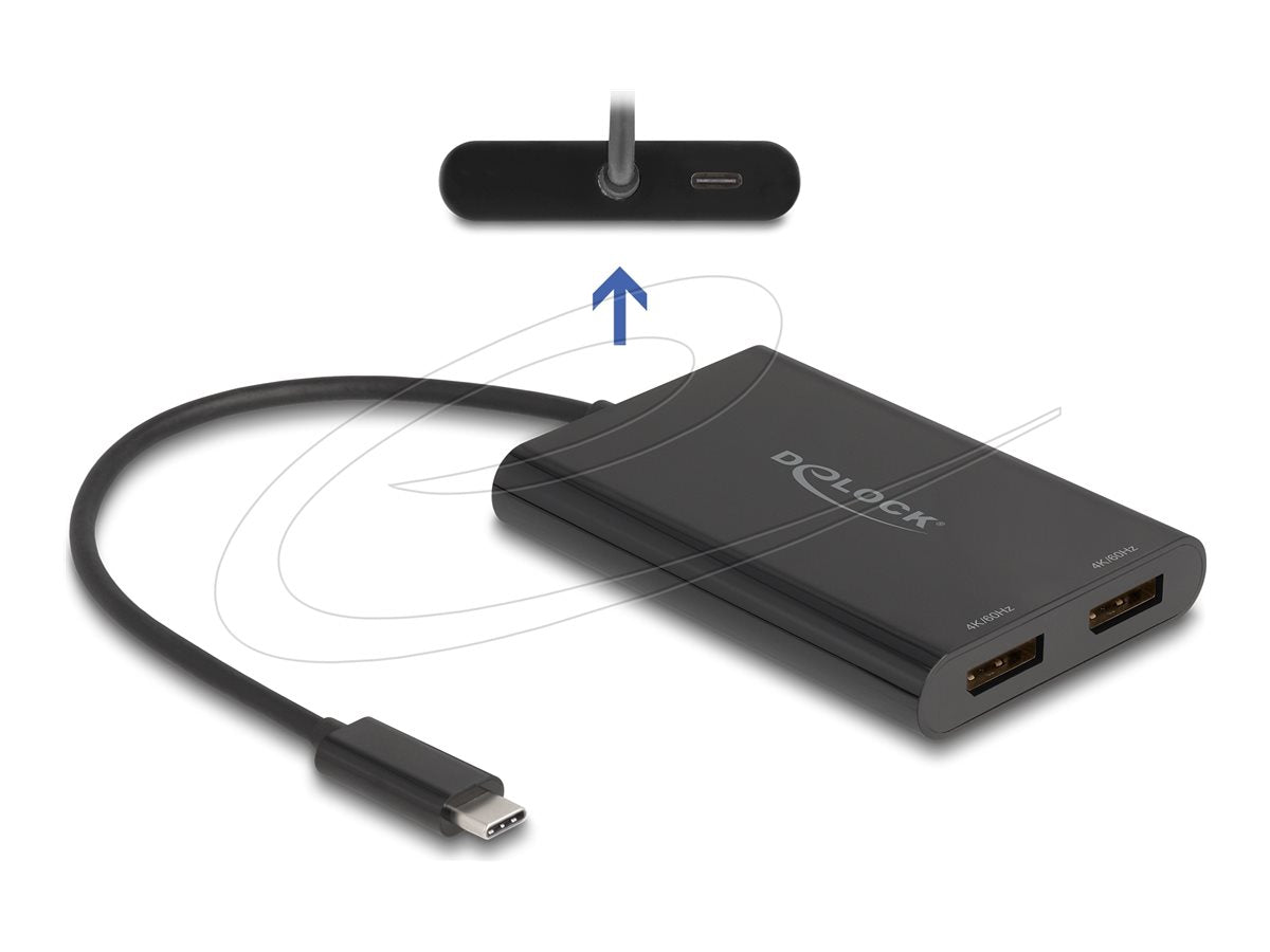 DELOCK Adapter USB Type-C zu 2 x DisplayPort 4K 60 Hz - Vorderansicht