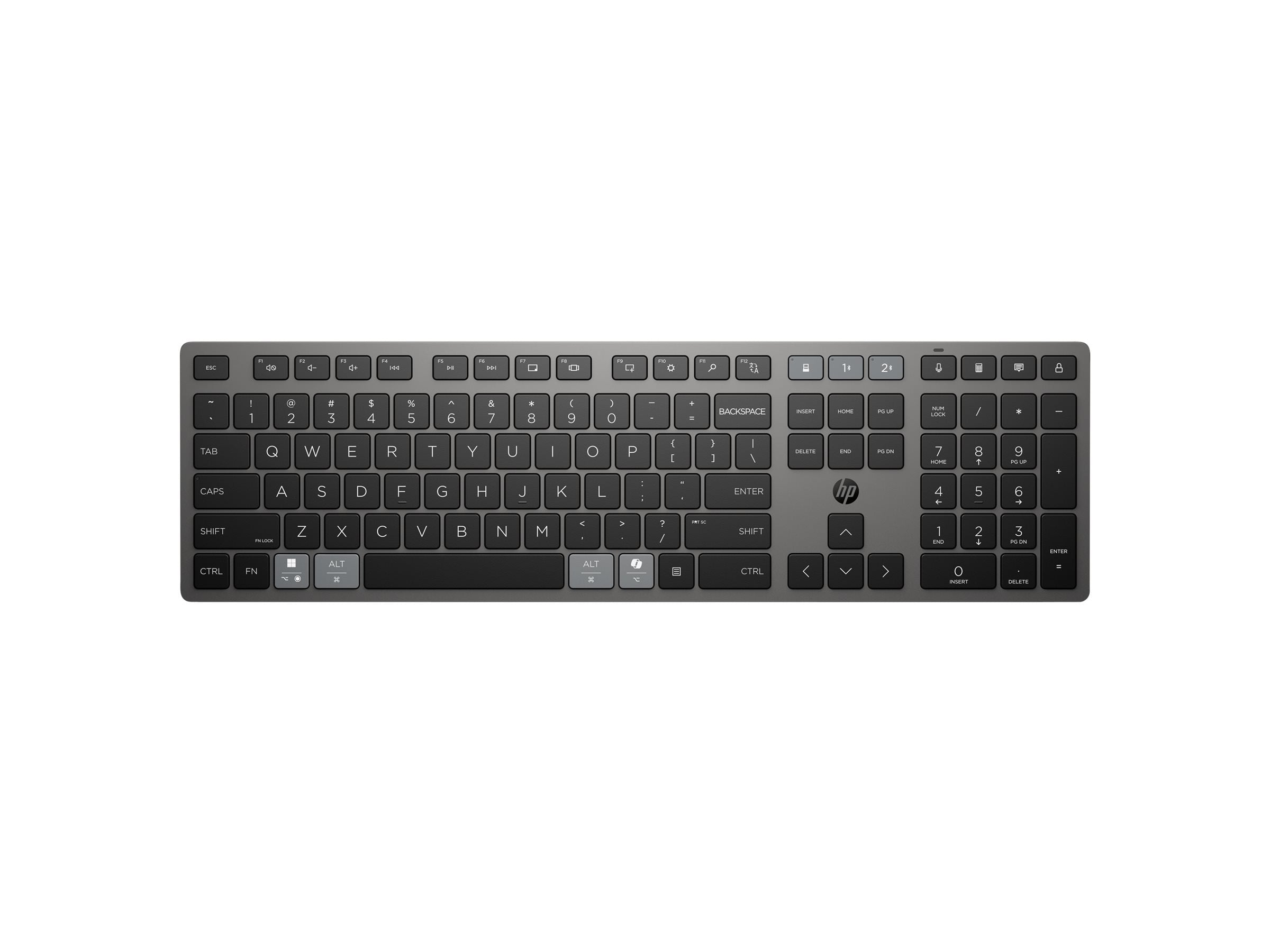 HP 720 Dual-Mode Rechargeable Wireless Keyboard-GR (P) Seitenansicht