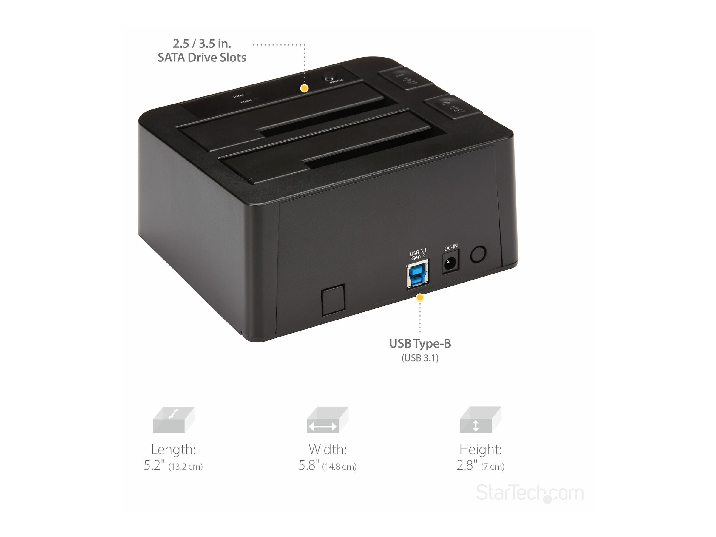 STARTECH.COM USB 3.1 Dual-bay Festplatten Dockingstation Vorderansicht